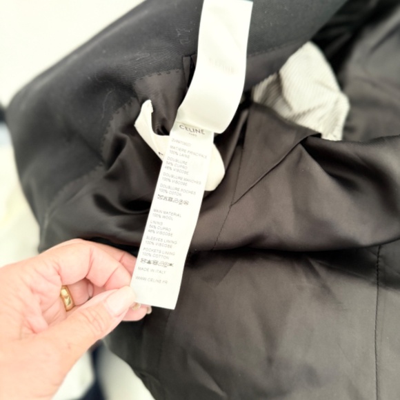 CELINE Black Classic Suit Wool Blazer Sz 42 Stunning Gold Buttons Work Wear - Picture 15 of 16